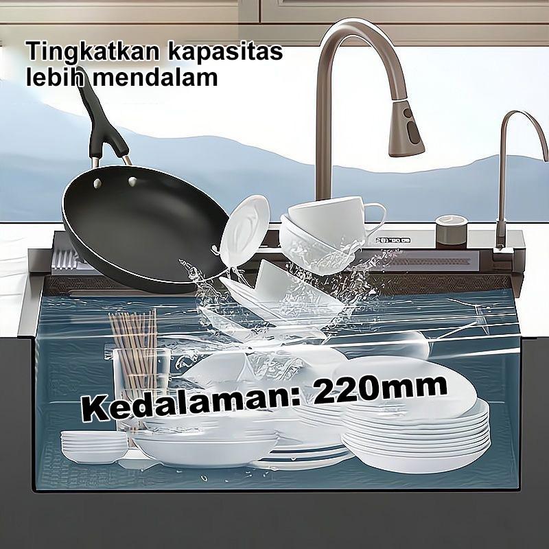 RACK SUS 304 Stainless Steel Kitchen Sink Modern 3.0mm Bak Cuci Piring Hitam Cuci Piring Ketebalan-A RACK SUS 304 Stainless Steel Kitchen Sink Modern 3.0mm Bak Cuci Piring Hitam Cuci Piring Ketebalan-A
