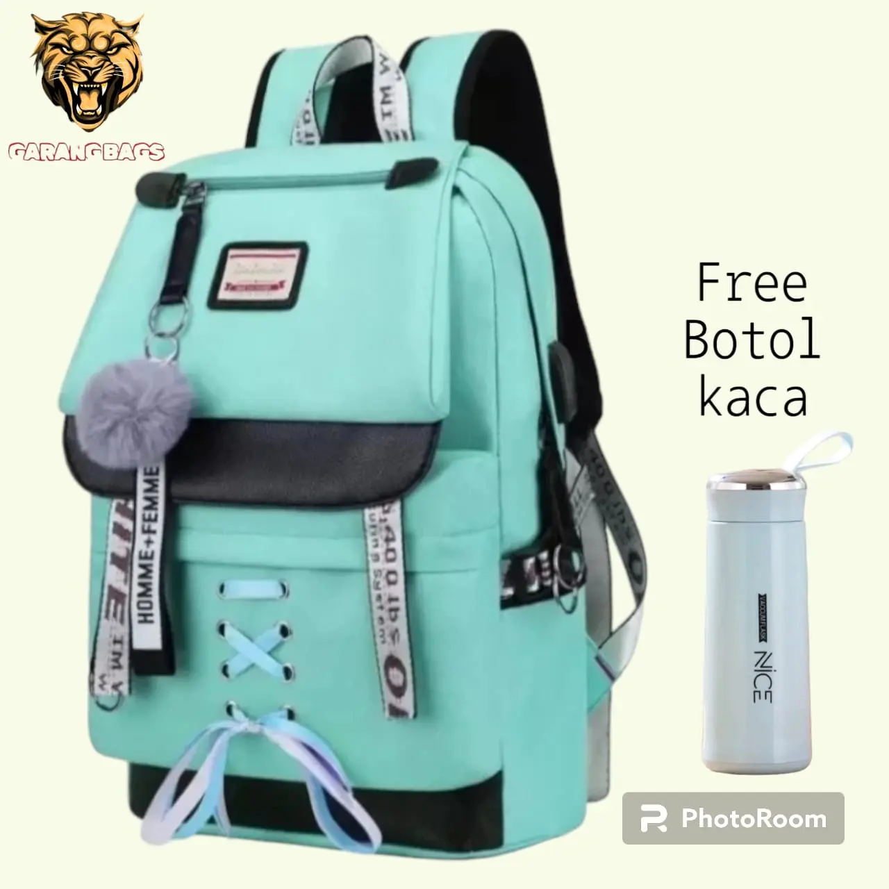 Hamid Bags [ FREE BOTOL ]Tas polos hitam / Tas viral tik tok 2024 / Tas ransel sekolah perempuan sd smp sma / Tas kuliah wanita / Tas anak cewek / Tas anak wanita sd smp / Backpack sekolah korean style/ Tas fashion anak perempuan /Tas anak kekinian viral