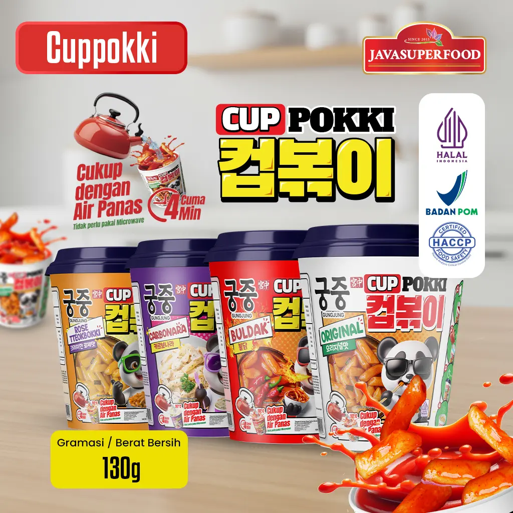 CUPPOKKI 130 GRAM / TTEOKPOKKI CUP / KOREAN SNACK / TOKPOKKI SIAP MAKAN / TOKPOKKI INSTAN HALAL