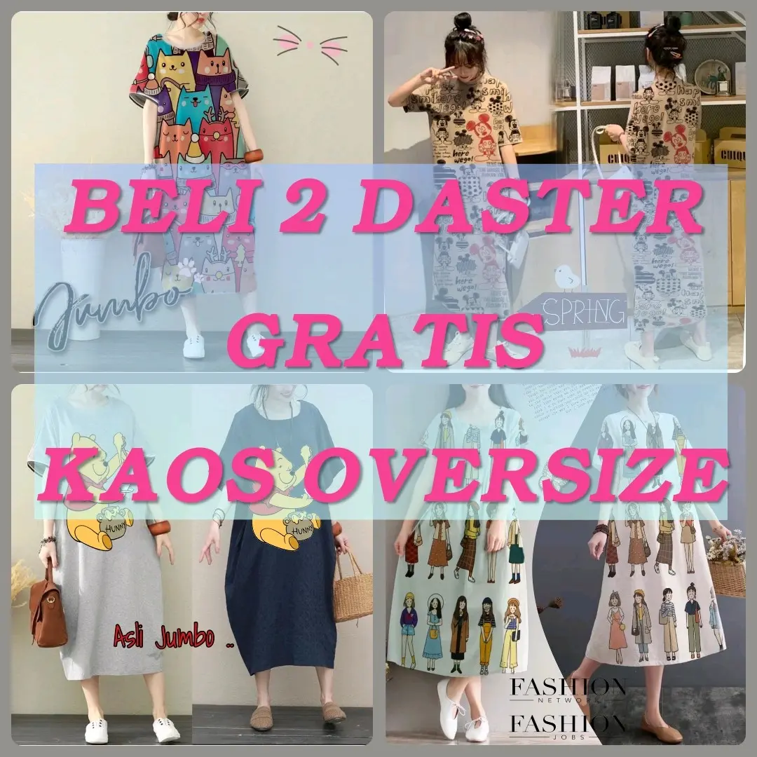 Daster Kekinian Wanita Dewasa Dress Jumbo Korean Style Murah Bahan Katun Printing Kaos Remaja Motif