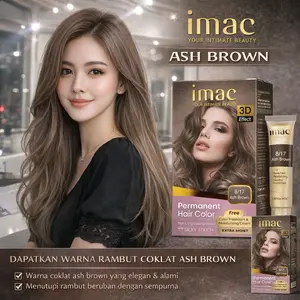 IMAC HAIR COLOR  ASH BROWN Semir Pewarna Rambut Praktis untuk Bleaching, Highlight & Pewarnaan DIY di Rumah, Hasil Rapi & Merata