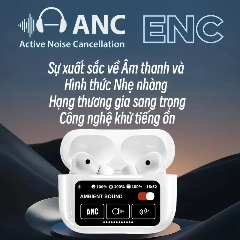 Tai Nghe Thông Minh A9 PRO ANC/ENC [3 Quà tặng miễn phí] 1 Dây buộc+1 Bao tay chơi game+1 Nhãn dán hoạt hình, Màn Hình LCD Cảm Ứng Màu, Bass Siêu Căng,Bluetooth 5.4, Hình Nền Tùy Chỉnh, Hiển Thị Lời Bài Hát | BigBuy360 - bigbuy360.vn