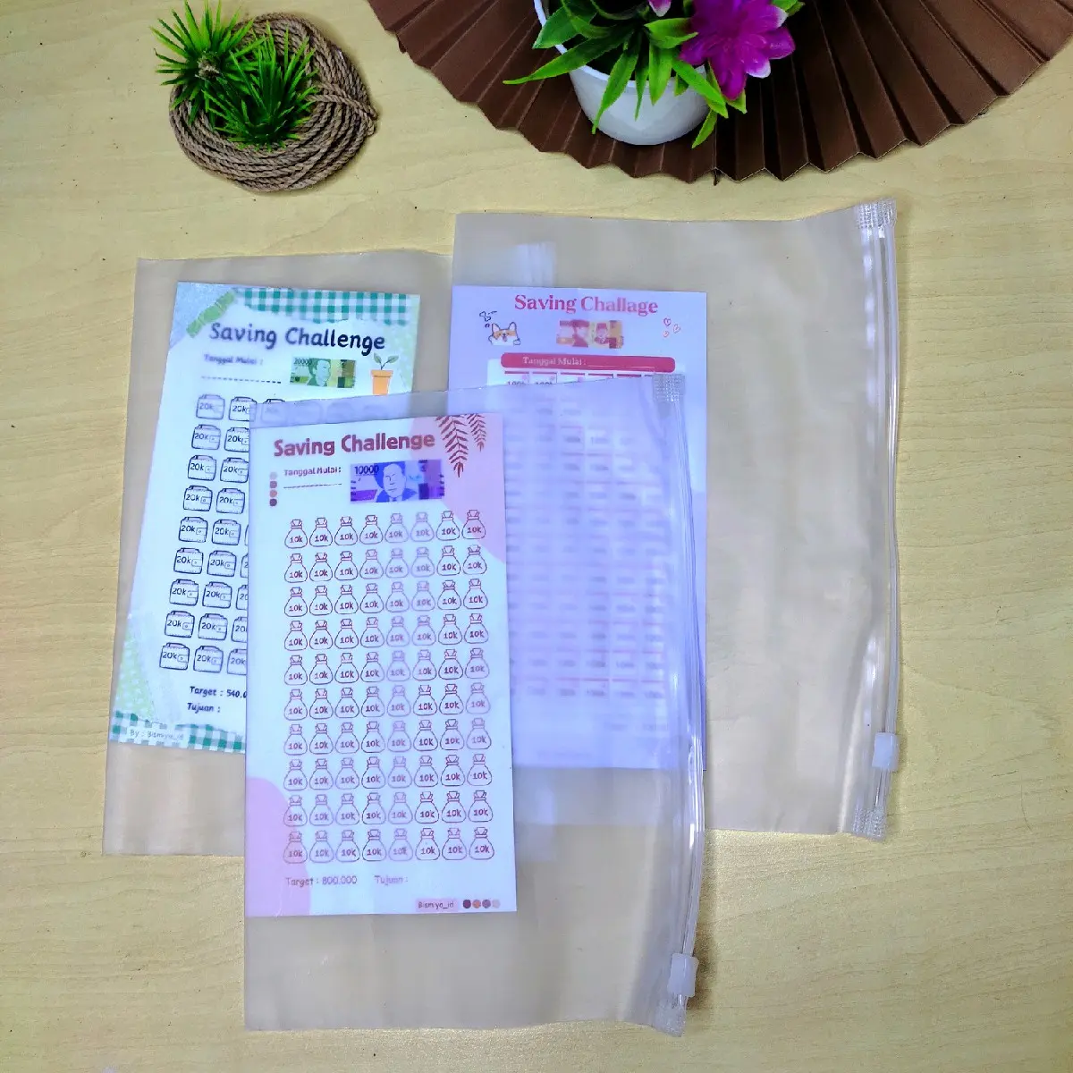 [3 set] paket saving pouch tempat nabung viral murah