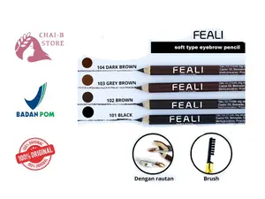 FEALI Eyebrow Pencil 2IN1 - Pensil Alis dengan Spoolie dan Serutan / Eyebrow / Waterproof