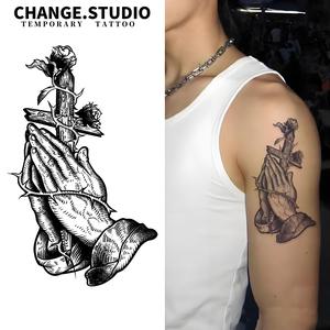 Hình Xăm Tạm Thời, Hình Xăm Chữ Thập Tay Cầu Nguyện, Lâu Trôi Trong 15 Ngày, Không Thấm Nước, Không Lo Ma Sát, Miếng Dán Hình Xăm