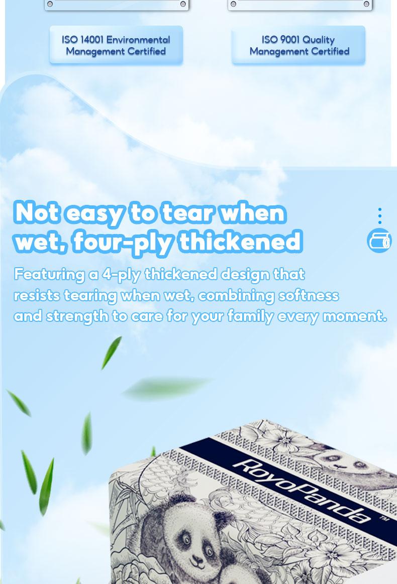 【16 Packs】RoyoPanda Tissue Soft Original Bamboo Pulp 4-Ply Soft Facial Tissue 296 Sheets 140×175mm Best Choice for Wedding Goodies Tissue & Doorgift for home, royotissue