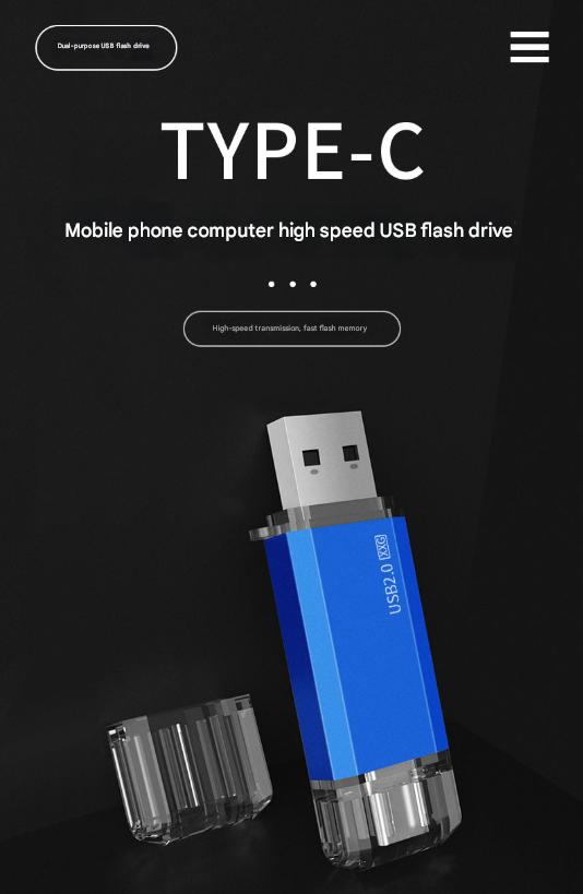 Product Introduction of 2-IN-1 Mobile Phone USB Flash Drive Typ-C 128G High Speed USB3.0 Dual-Use USB Flash Drive 64G 32G Flash Drive 2.0 High Speed Expansion 1TB 2TB 16