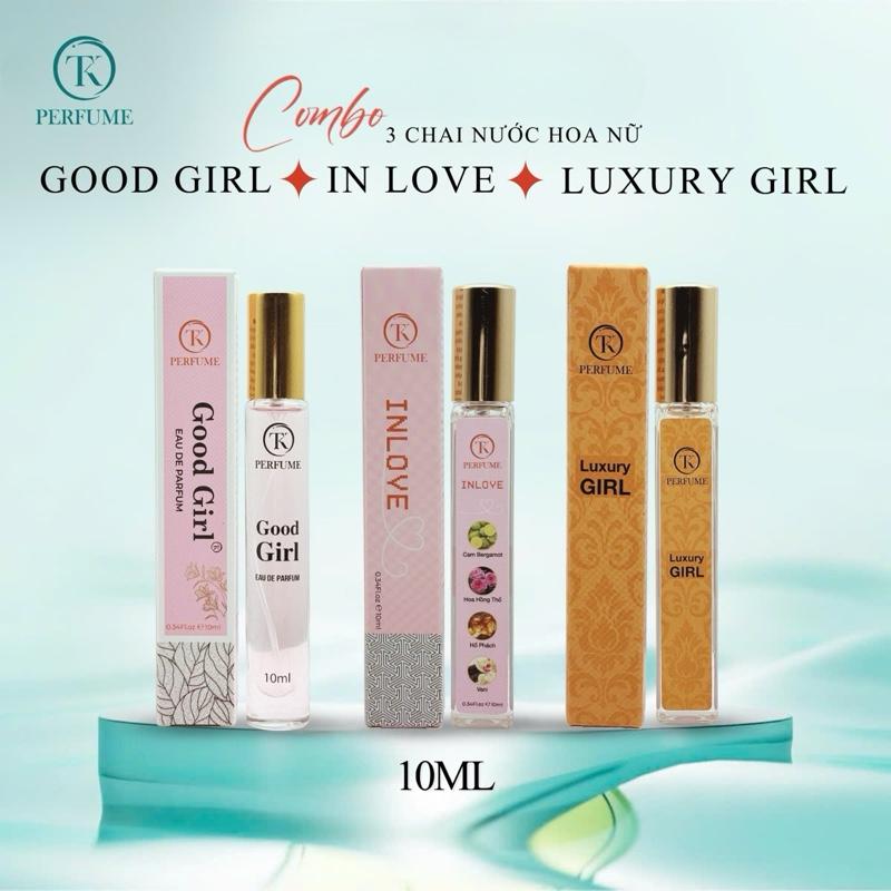 Combo 3 Chai Nước Hoa Nữ GOOD GIRL + LUXURY GIRL + IN LOVE 10ml.Ngọt Ngào Nữ Tính.