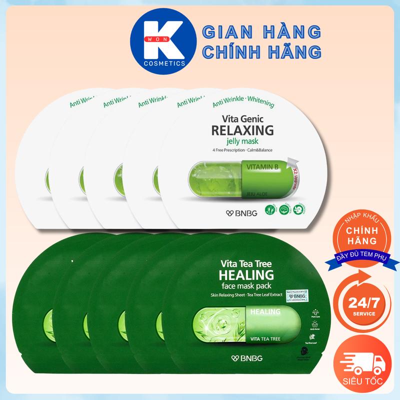  7.{MÂY} COMBO Mix 10 Miếng Mặt Nạ BNBG VITA và BNBG Tràm Trà phục hồi cấp ẩm làm dịu da mụn Hàng chính hãng 