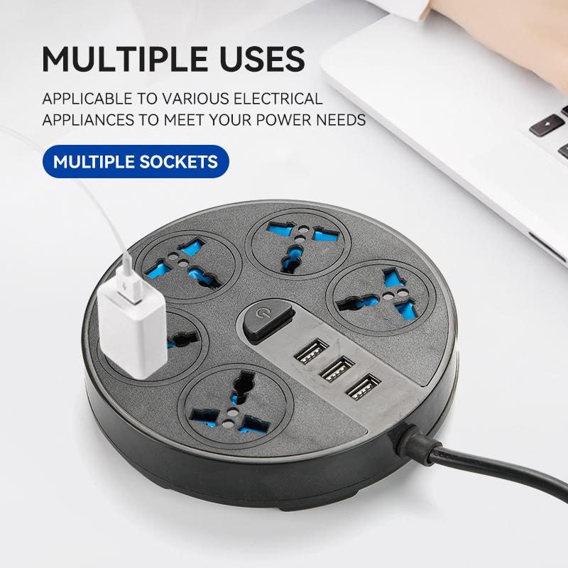 Product Introduction of Safety Socket 6 Gang Power Strip Universal with 3 USB Ports Extension Cord Socket Switch Lightning Protection Extension Plug UK Plug 21