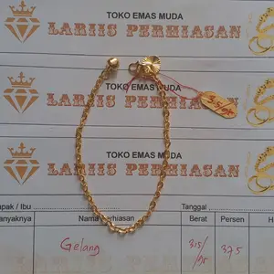 COD PERHIASAN fashion wanita EMAS MUDA 3,5gr GELANG TANGAN MOTIF NURI ukir (Gratis dapat surat dari toko )Lariis perhiasan Style Bracelets Elegan