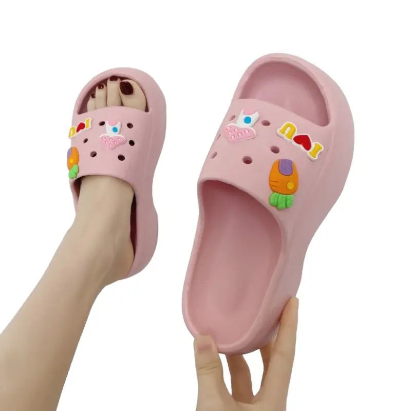 Sendal Baim Wanita Ringan Mainan Di sandal Bisa Di Pasang Sendiri Anti Slip PVC007 Pink Putih Hitam Perempuan Shoes 6