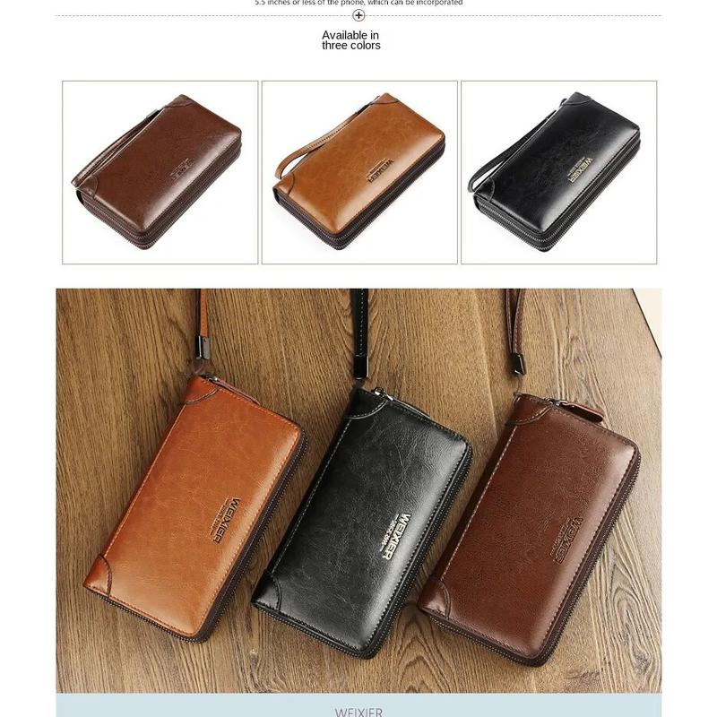 Dompet Panjang Pria Kulit Import Original Weixier Premium Waterproof Hand Clutch Bag Dengan Slot Kartu Kulit PU Berkualitas 4