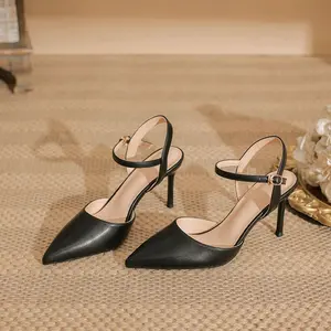 Sendal Wanita Heels Mules Tali L Simple Hak Tinggi 9cm High Shoes sandal couple sandal  kerja  wanita sepatu  putih  wanita stiletto burgundy