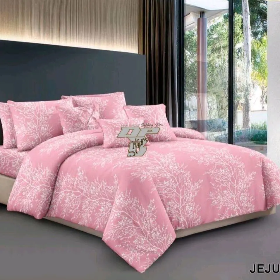 Bed Cover Set Sprei Tinggi 20cm Motif Jeju Ukuran 90x200 200x200 Polymicro Halus Lembut Seserahan Bedcover 1 160×200 hotel premium badcaver 180×200 pink estetik