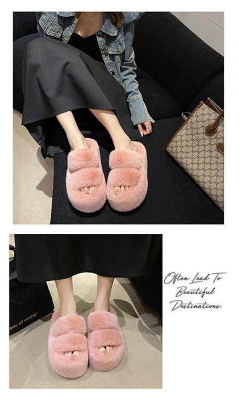 Product Introduction of รองเท้าแตะขนปุย พื้นหนา 7 ซม. รองเท้าแตะผ้าวูล สำหรับผู้หญิง แฟชั่นเกาหลีใหม่ ฤดูใบไม้ร่วงและฤดูหนาว 2023 รองเท้าแตะผ้าวูลบาร์คู่ รองเท้าแตะผ้าฝ้ายบ้าน 9