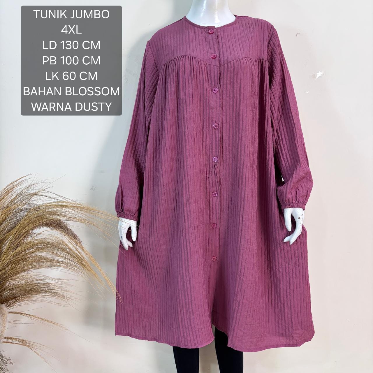 Tunik Jumbo Ld 130 Cm Model Polos Kekinian - Blossom Tunik