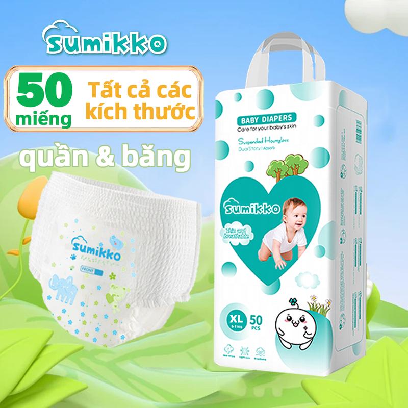 SUMIKKO 50 Miếng tã em bé siêu mỏng, mềm và thở, tã em bé phù hợp với kích thước của em bé S/M/L/XL/XXL/XXXL
