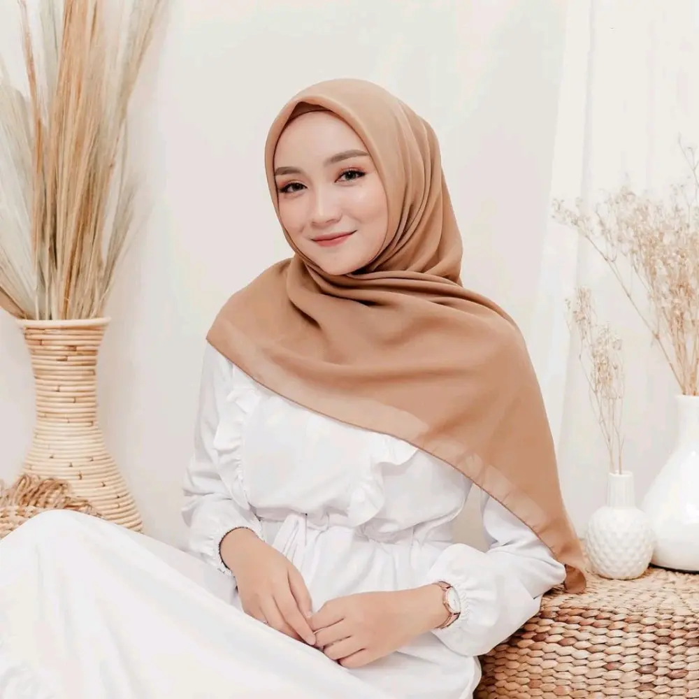 Hijab style Segi Empat Bella square Poly cotton Jahit Neci Kerudung Segi Empat Instan Premium Muslim Polycotton
