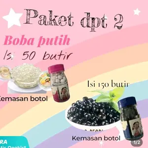 spesial paket Boba hitam dan Putih minuman Reng binhek madura toping jelly