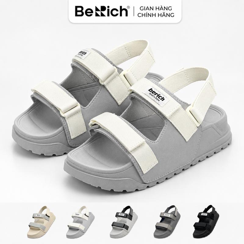 Giày Sandal Nam Nữ BERICH Quai Ngang Màu Be Kem Siêu Nhẹ - Bền - Êm - Dễ Thương…