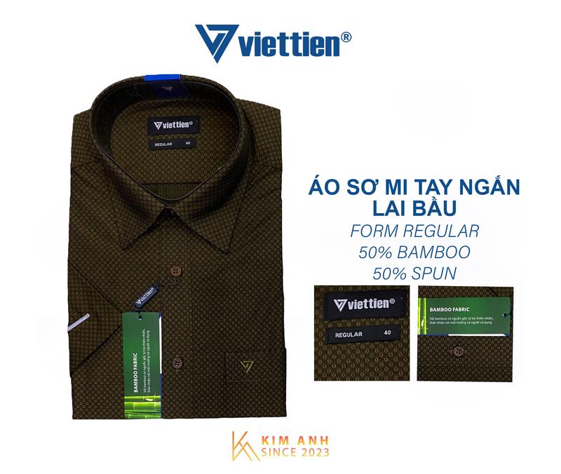 Áo sơ mi tay ngắn lai bầu form Regular 0788 Việt Tiến Menswear Nam 0
