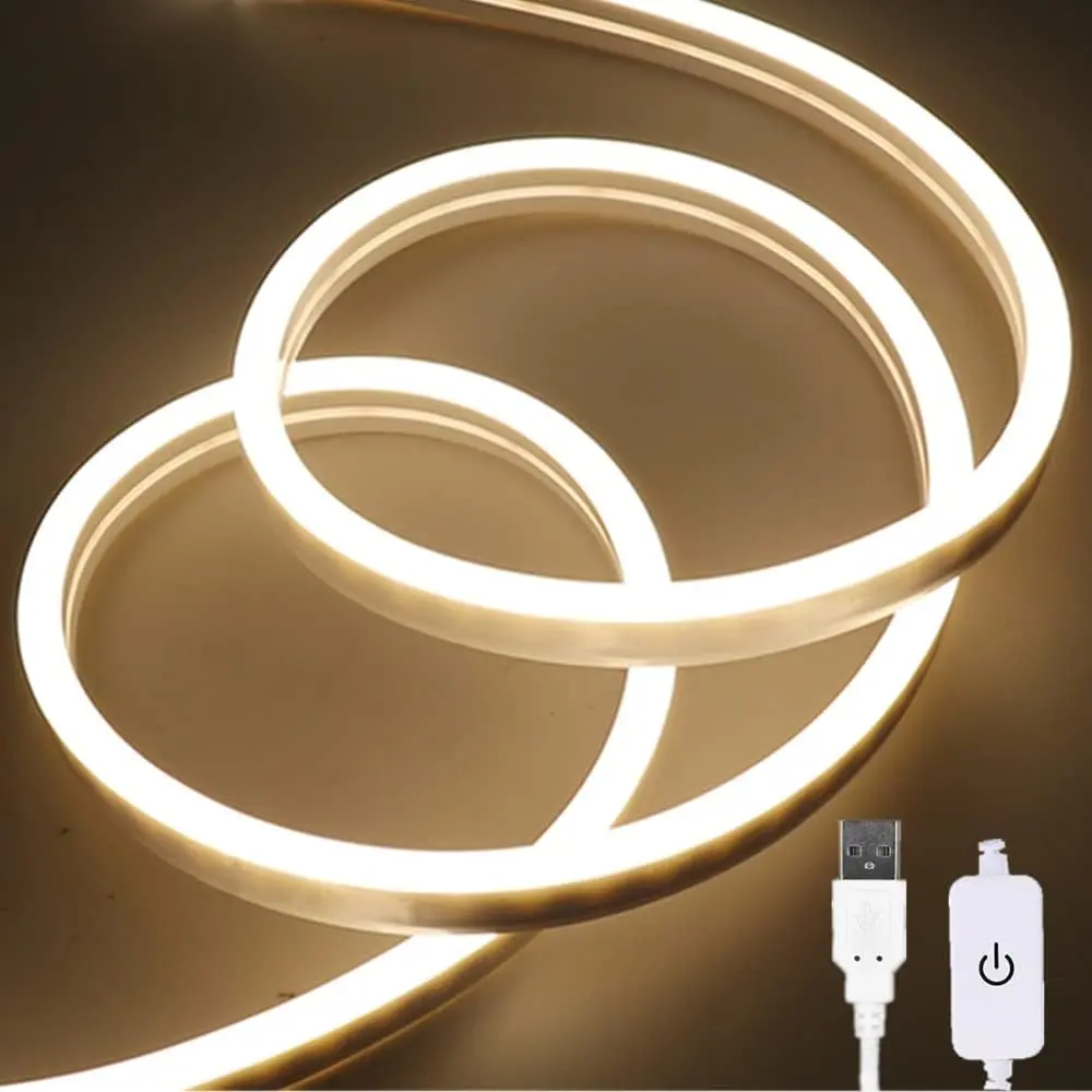 5V USB COB LED Neon Rope Strip Lights, 120LED/m Waterproof Neon Flexible LED Strip Lights for Bedroom,TV Backlight,Cabinets