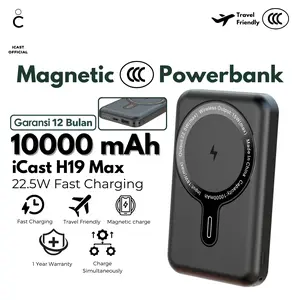 iCast CCC Powerbank Magnet H19 Max 10000 mAh Fast Charging 22.5W PD & 15W Magnetic Charger