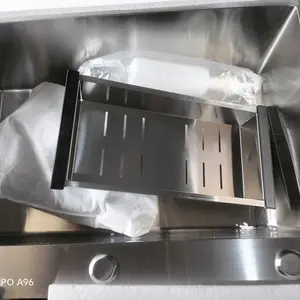 GUANJIE - Kitchen Sink Wastafel Stainless Steel Bak Cuci Piring Dapur Lengkap Tarik Adjustable Minimalis Kuningan Jmm 6045 Black Stainless Kran Tahan Karat