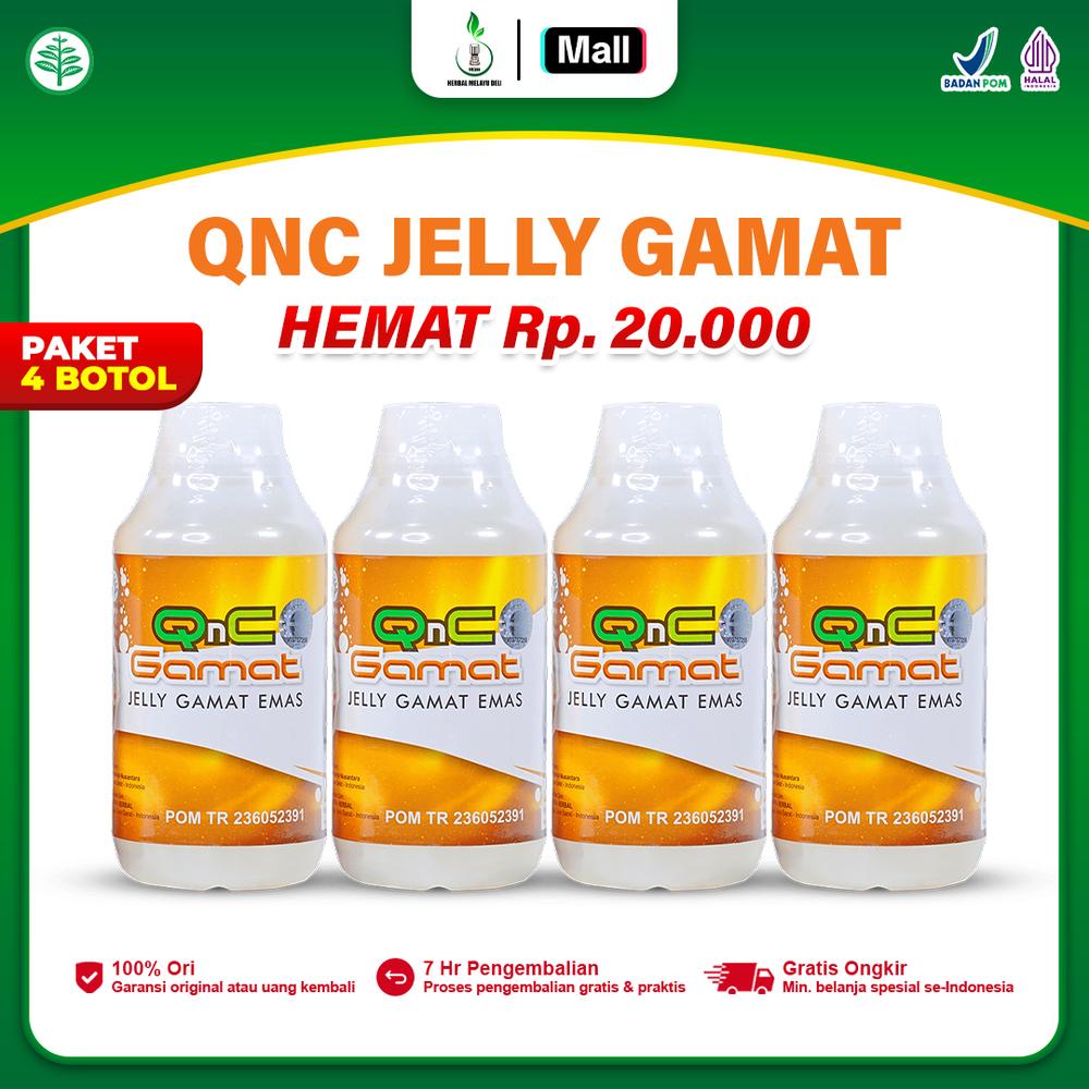 Herbal QnC Jelly Gamat 4 Botol (ADA DISKON KHUSUS) - Ekstrak Teripang Emas Bermanfaat Untuk Kesehatan - QnC Gamat 4 Botol