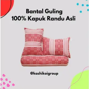 Bantal Guling Tidur Isi Kapuk Randu Asli Tebal Empuk / Kain Dames RRT / Resleting
