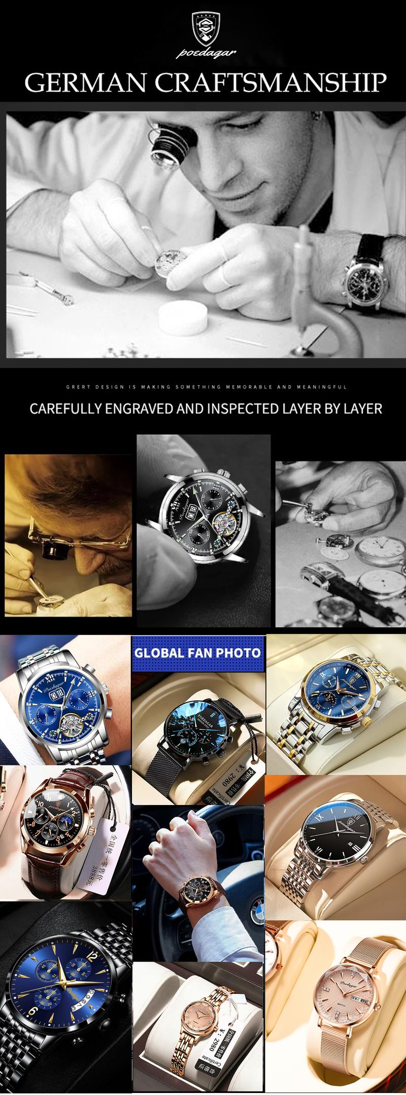 Product Introduction of Men Quartz Watch Luxury Sports Waterproof Chronograph Luminous Date Man Wristwatch Business Leather Men's Watches Clock 23