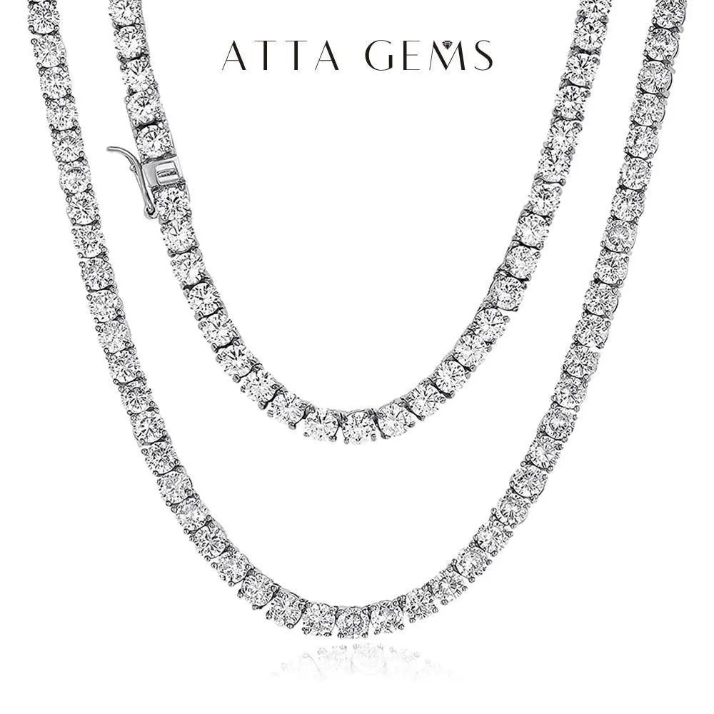 ALL Moissanite Tennis Necklace 3.0mm-2.0mm Chain  S925 Silver For Woman Party Anniversary New Gift N004