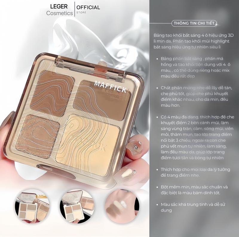 PH4_ phấn tạo khối bắt sáng Highlighter 4 Ô 11.5g Mỹ Phẩm Trang Điểm Nữ Cosmetic highlight .