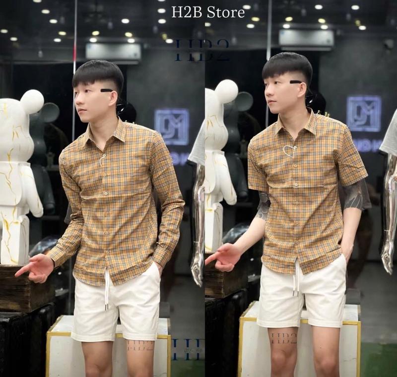 Áo sơ mi tay ngắn tay dài họa tiết BBR thêu logo trẻ trung chuẩn form Bee Menswear Tre Cổ Tròn