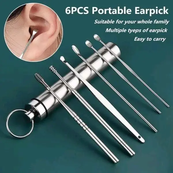 G (G26) SET ALAT PEMBERSIH TELINGA STAINLESS 6 IN 1 / KOREK KUPING