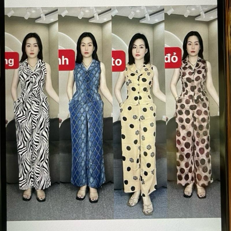   CỔ VEST mới  ĐỒ BỘ NỮ CỔ VEST quần ống suông cho nữ chất liệu lụa mango loại 1  45-67kg 