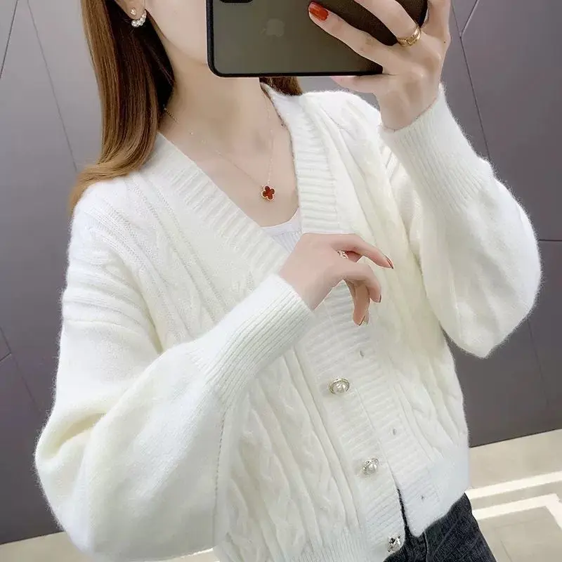 Cardigan Luca Knitwear Wanita Atasan Outer Panjang Baju Motif Crop Tebal Katun Casual Kardigan Jaket Bunga Sweater 3