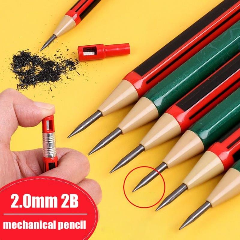 whatter Anti-slip 2.0MM 2B Automatic Pencil Comes With Sharpener Sketch Drawing Writing Tool Movable Pencil Stationery Press Type Sketch Pencil Sketch Comics Design 0