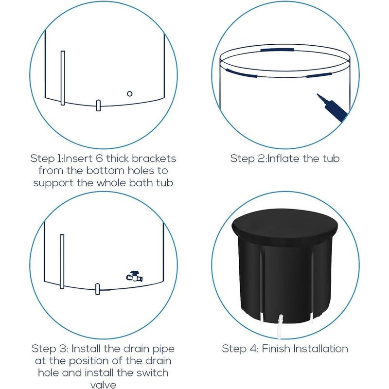 Product Introduction of 【SG STOCK】Portable Ice Bathtub Therapy Foldable for Hot Bath for Small Space,black(227.6 x 31.5 in) Set Cushion 35