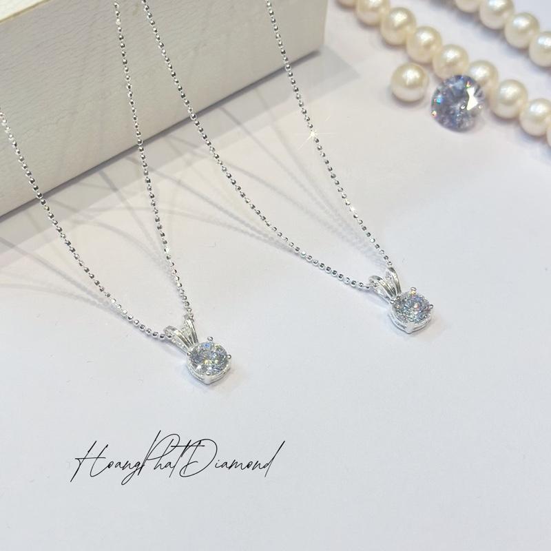 Hoàng Phát LIVE Trang Sức Dây Chuyền Bạc Ý 925 Kiểu Dáng Bi Nhí 4T5 45cm Phối Mặt Một Hột Tai Thỏ 6li P1 KHÔNG XI KIM