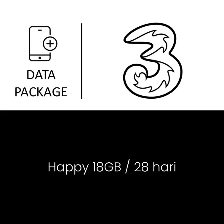 Paket Mobile Data Tri - Happy 18GB / 28 hari