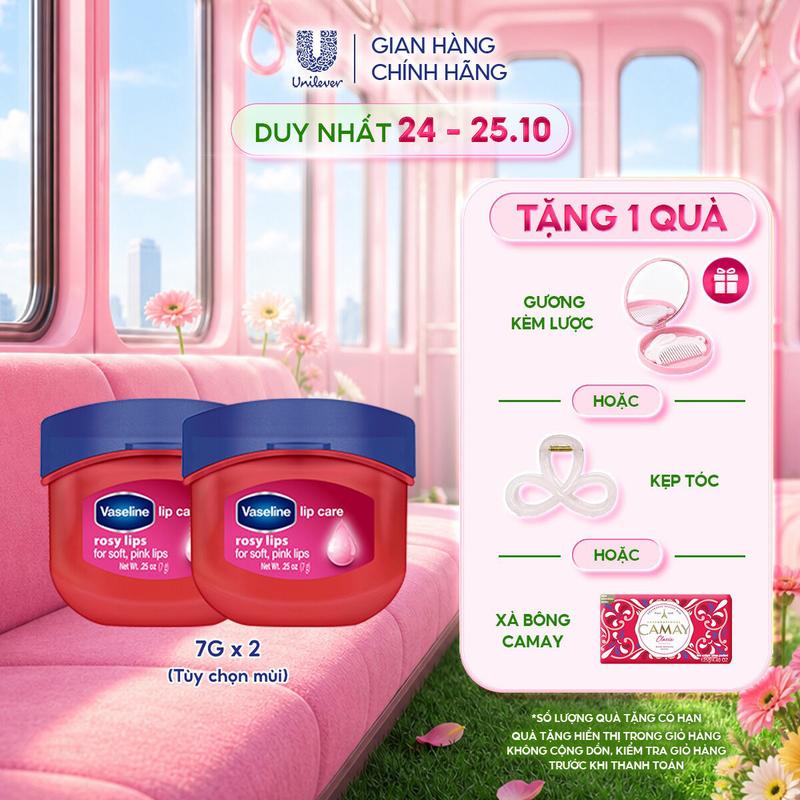 Combo 2 Hũ Sáp Dưỡng Môi Vaseline Care 7g (tùy chọn mùi)