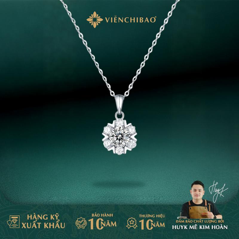 HuyK Viễn Chí Bảo - Dây chuyền hình bông tuyết moissanite - Chất liệu bạc 925 - D400535