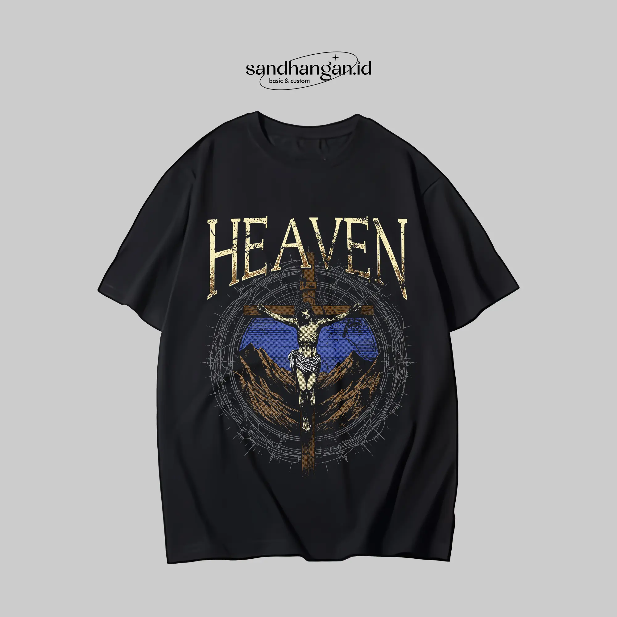 KAOS HEAVEN YESUS ROHANI KRISTEN KATOLIK HITAM KATUN DISTRO PREMIUM