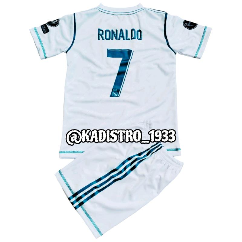Setelan Jersey Anak realmadrid Home Ronaldo Musim 2017 2018 Full Printing Bahan Drifit Milano Celana Outdoor Sport Twill Cepat Kering 2