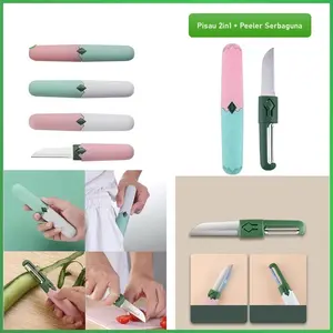 [Dapat 2pcs] Pisau Set 2in1 Pisau Kecil dan Peeler Pengupas Buah Sayur 2in1 Travel Multifungsi