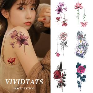 VIVIDTATS Floral Temporary Tattoo Waterproof Realistic 3-7 Days Long Lasting Easy Apply Flower Design Body Art Sticker for Women tattoo  tape temporary  tattoo  waterproof colored magic  tattoo colored  tattoo  waterproof  30  days
