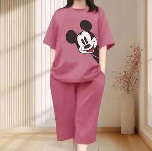 SETELAN KULOT DEWASA MOTIF "MICKEY MOUSE SIDE" BAHAN BABYTERRY PREMIUM CELANA 7/8 -