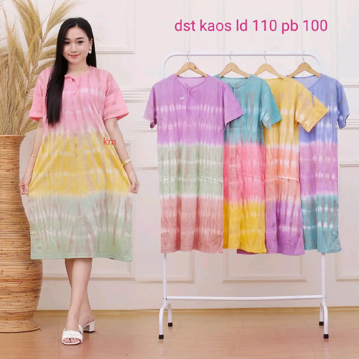 Daster Kaos Pelangi Wanita Size Standar Baju Santai Wanita